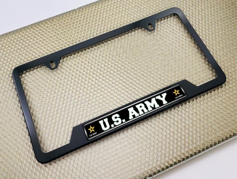 U.S. Army Star Logo - Stainless Steel Black 2-hole Car License Plate Frame